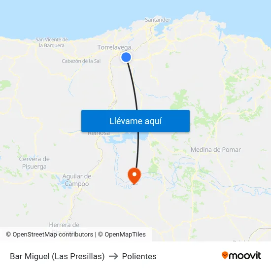 Bar Miguel (Las Presillas) to Polientes map