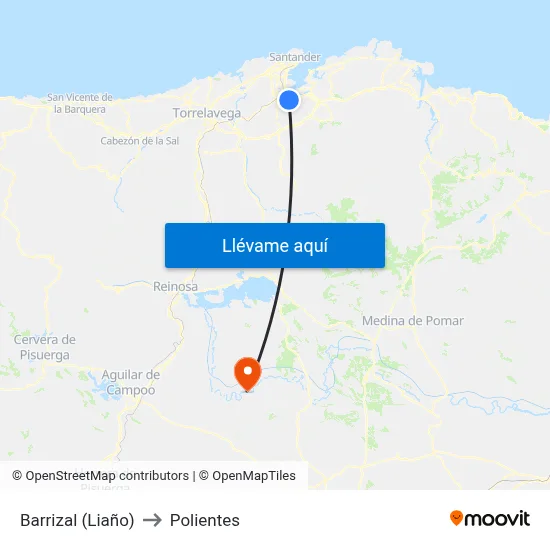 Barrizal (Liaño) to Polientes map
