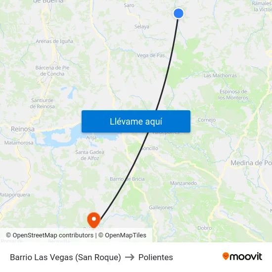 Barrio Las Vegas (San Roque) to Polientes map