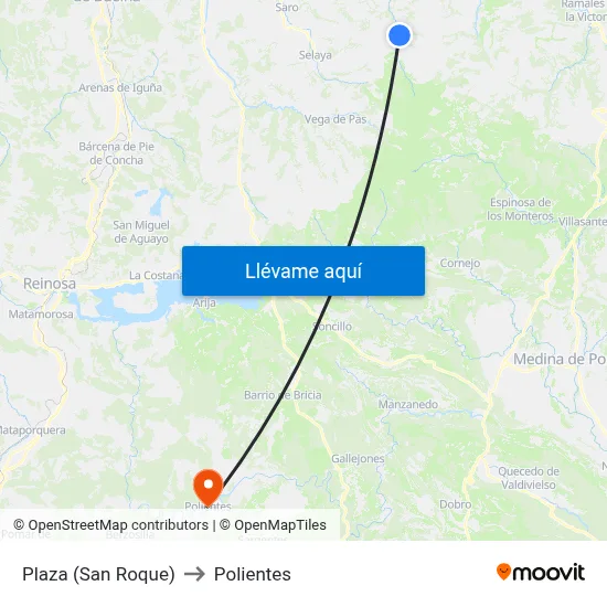 Plaza (San Roque) to Polientes map