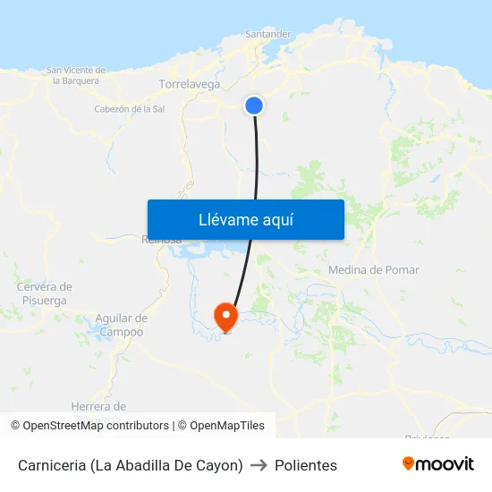 Carniceria (La Abadilla De Cayon) to Polientes map