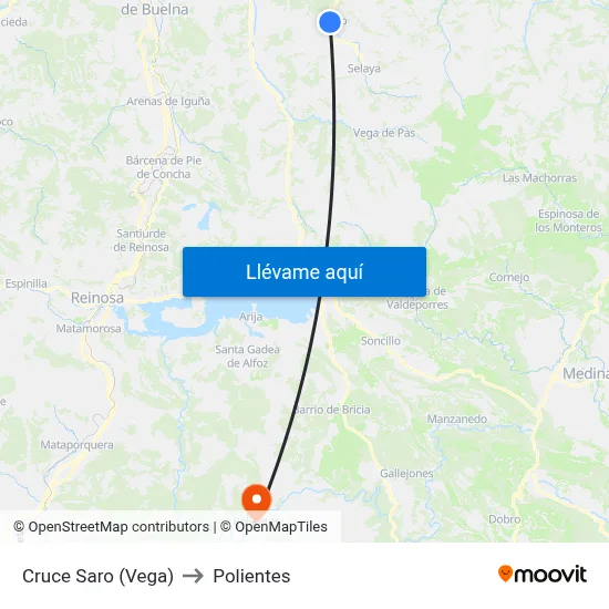 Cruce Saro (Vega) to Polientes map