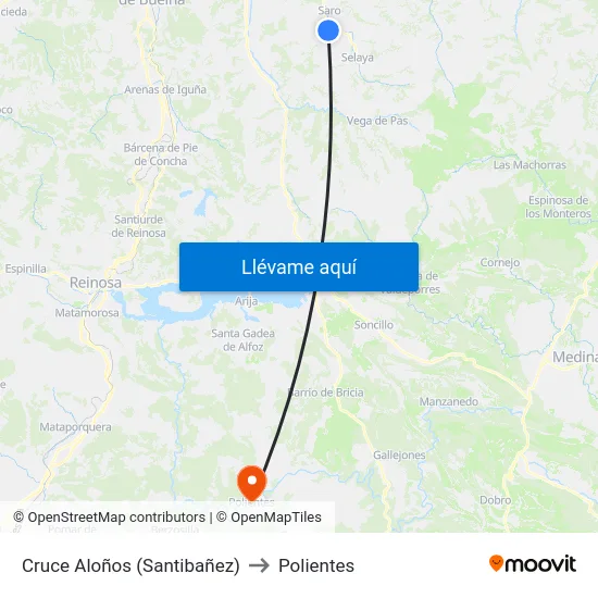 Cruce Aloños (Santibañez) to Polientes map