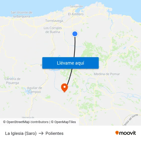 La Iglesia (Saro) to Polientes map