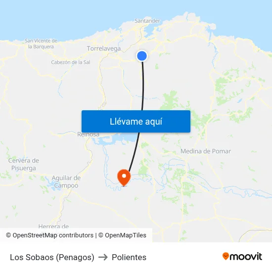 Los Sobaos (Penagos) to Polientes map