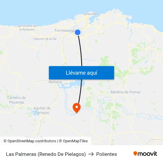 Las Palmeras (Renedo De Pielagos) to Polientes map