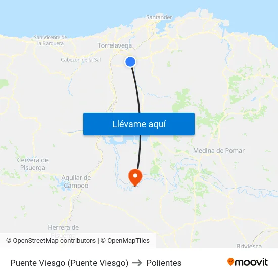 Puente Viesgo (Puente Viesgo) to Polientes map