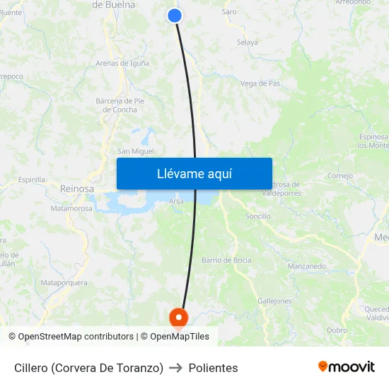 Cillero (Corvera De Toranzo) to Polientes map