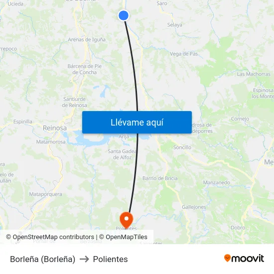 Borleña (Borleña) to Polientes map
