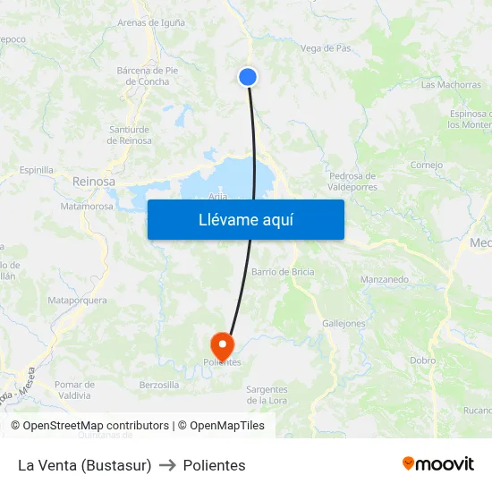 La Venta (Bustasur) to Polientes map