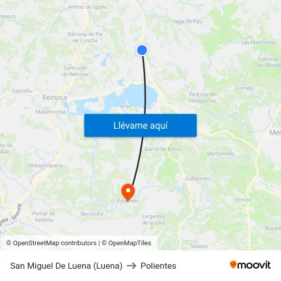 San Miguel De Luena (Luena) to Polientes map