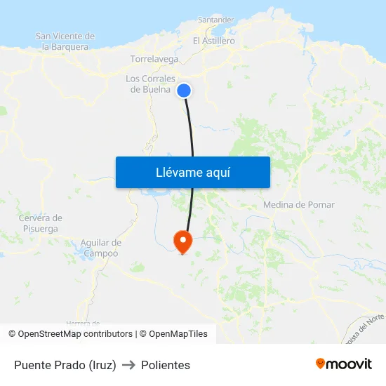Puente Prado (Iruz) to Polientes map