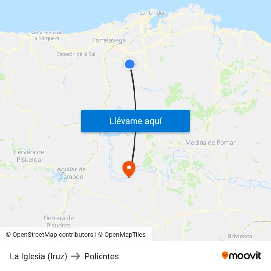 La Iglesia (Iruz) to Polientes map