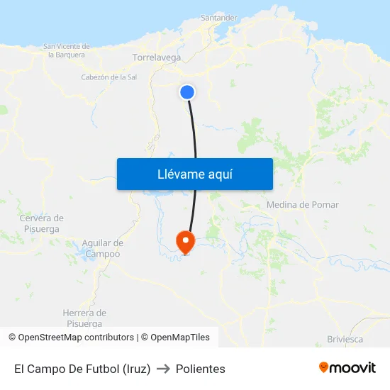 El Campo De Futbol (Iruz) to Polientes map