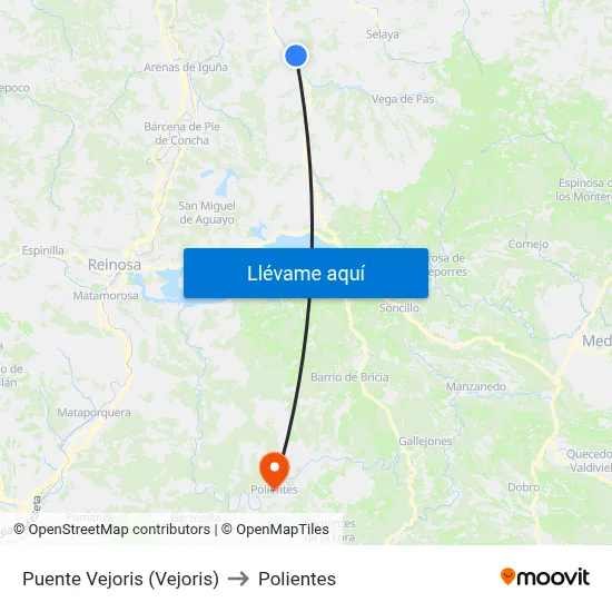 Puente Vejoris (Vejoris) to Polientes map