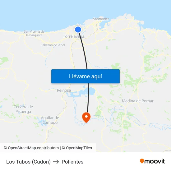 Los Tubos (Cudon) to Polientes map