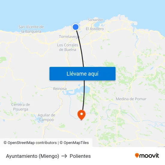 Ayuntamiento (Miengo) to Polientes map