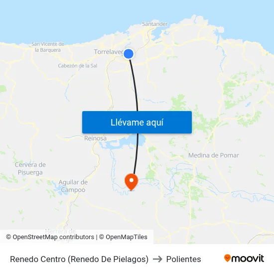 Renedo Centro (Renedo De Pielagos) to Polientes map