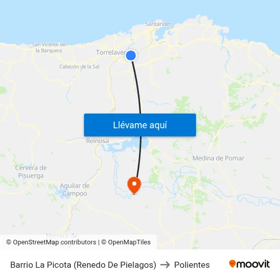 Barrio La Picota (Renedo De Pielagos) to Polientes map