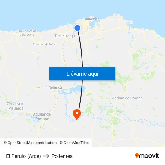 El Perujo (Arce) to Polientes map