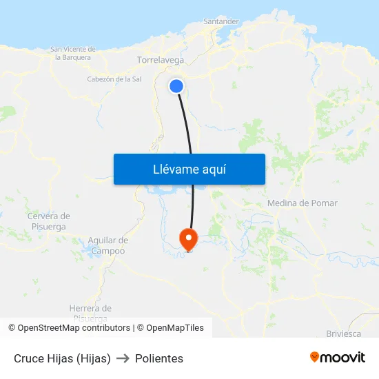 Cruce Hijas (Hijas) to Polientes map