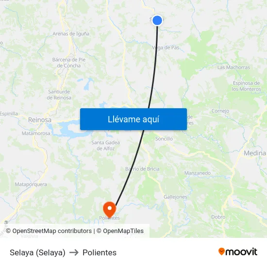 Selaya (Selaya) to Polientes map