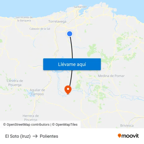 El Soto (Iruz) to Polientes map