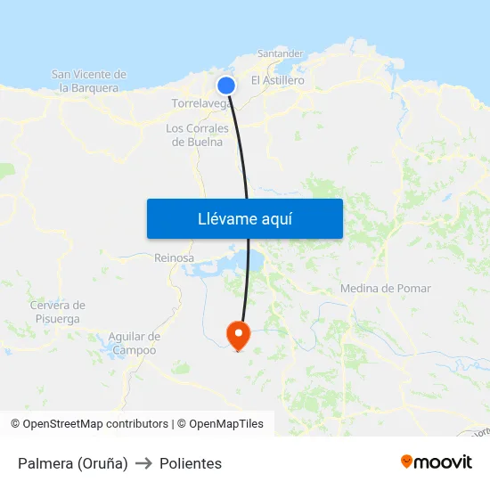 Palmera (Oruña) to Polientes map