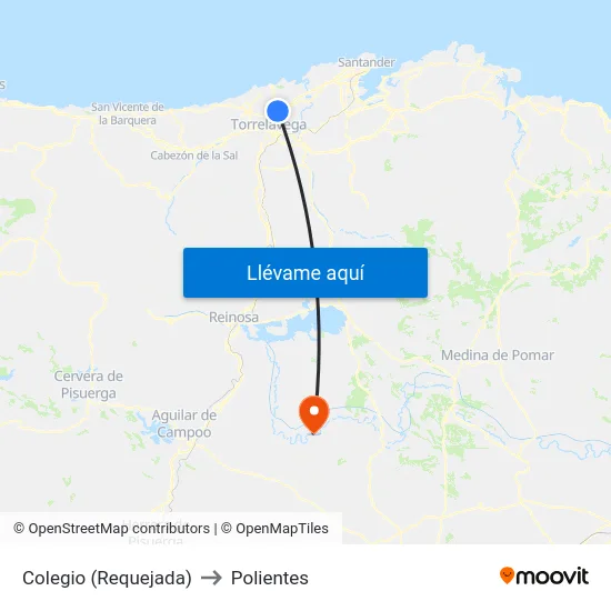 Colegio (Requejada) to Polientes map