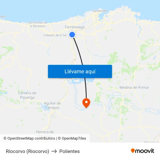Riocorvo (Riocorvo) to Polientes map