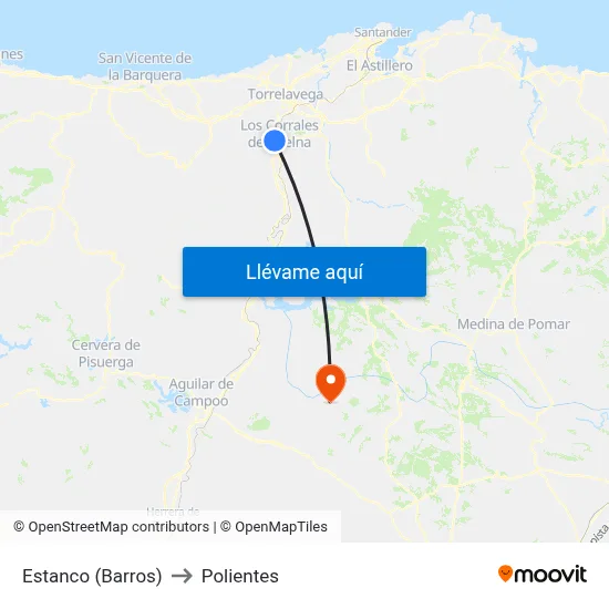 Estanco (Barros) to Polientes map