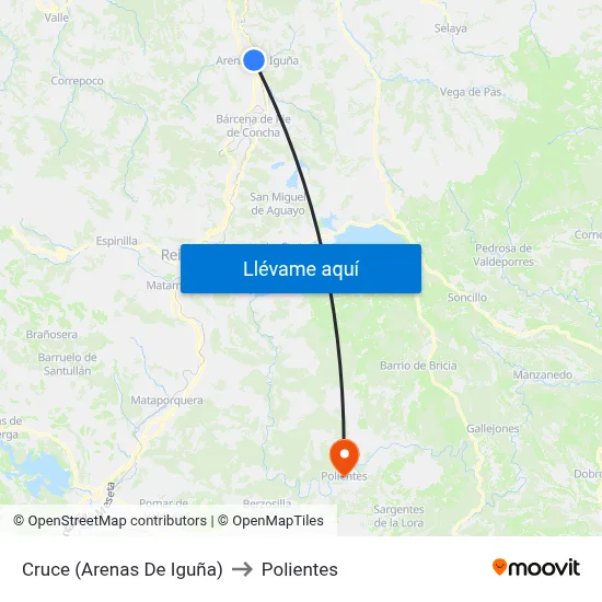 Cruce (Arenas De Iguña) to Polientes map
