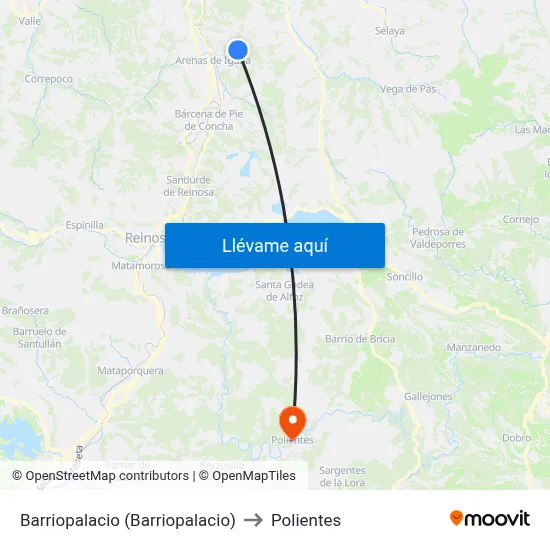 Barriopalacio (Barriopalacio) to Polientes map