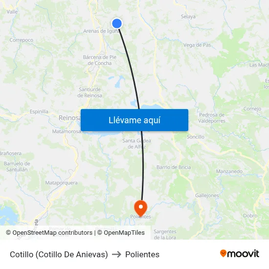 Cotillo (Cotillo De Anievas) to Polientes map