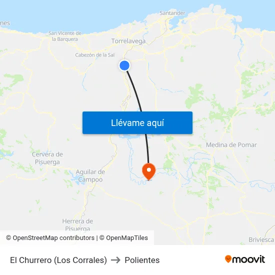 El Churrero (Los Corrales) to Polientes map