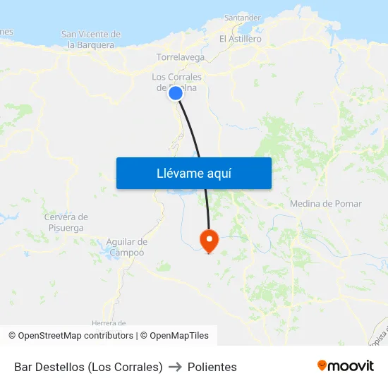 Bar Destellos (Los Corrales) to Polientes map