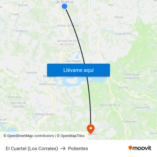 El Cuartel (Los Corrales) to Polientes map