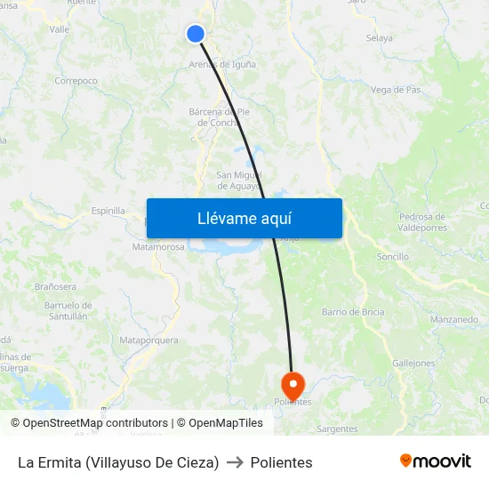 La Ermita (Villayuso De Cieza) to Polientes map
