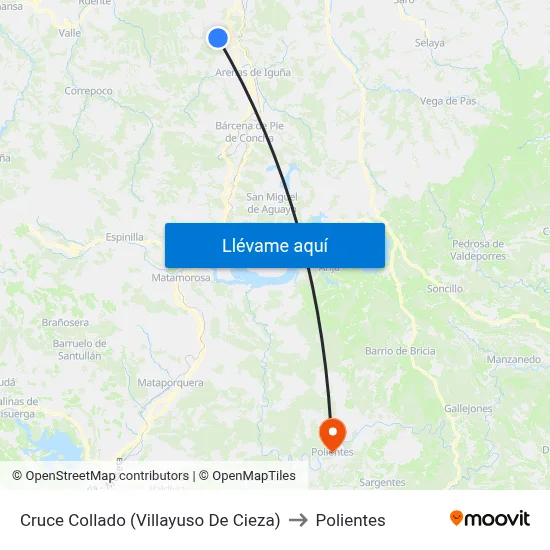 Cruce Collado (Villayuso De Cieza) to Polientes map