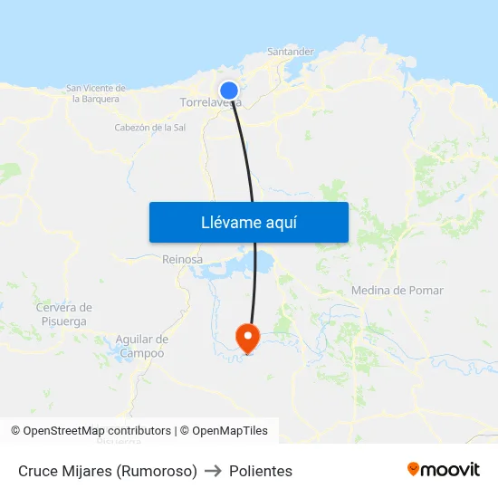 Cruce Mijares (Rumoroso) to Polientes map
