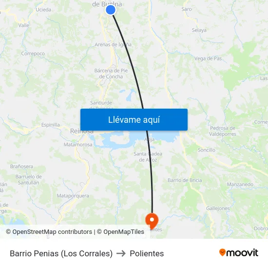 Barrio Penias (Los Corrales) to Polientes map