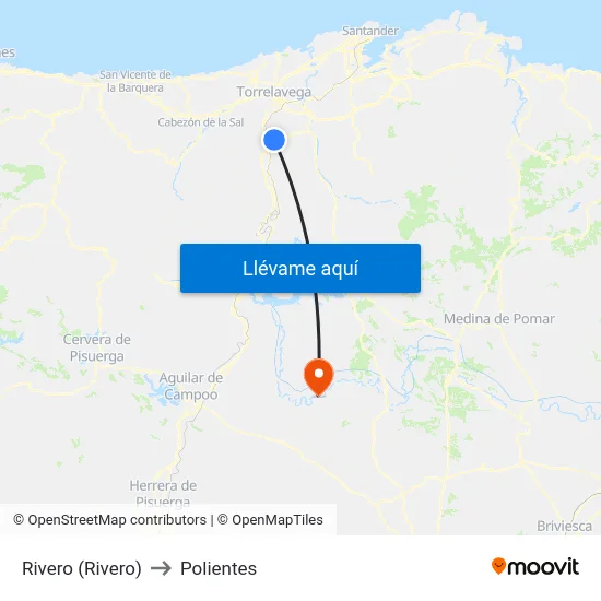 Rivero (Rivero) to Polientes map
