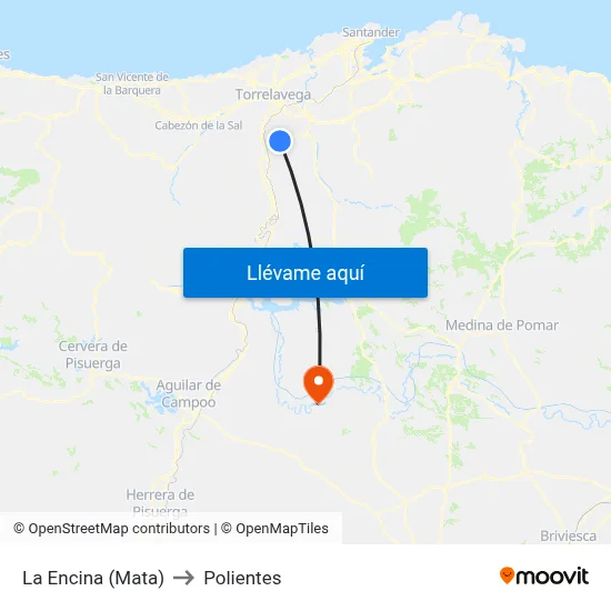 La Encina (Mata) to Polientes map