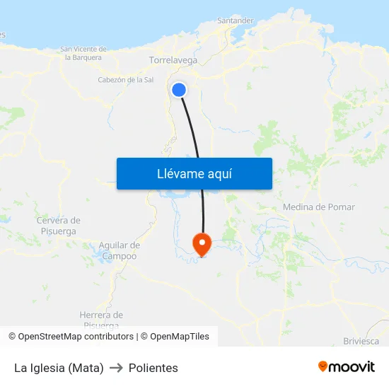 La Iglesia (Mata) to Polientes map