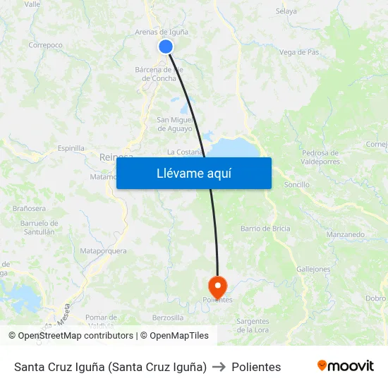 Santa Cruz Iguña (Santa Cruz Iguña) to Polientes map