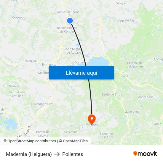 Madernia (Helguera) to Polientes map