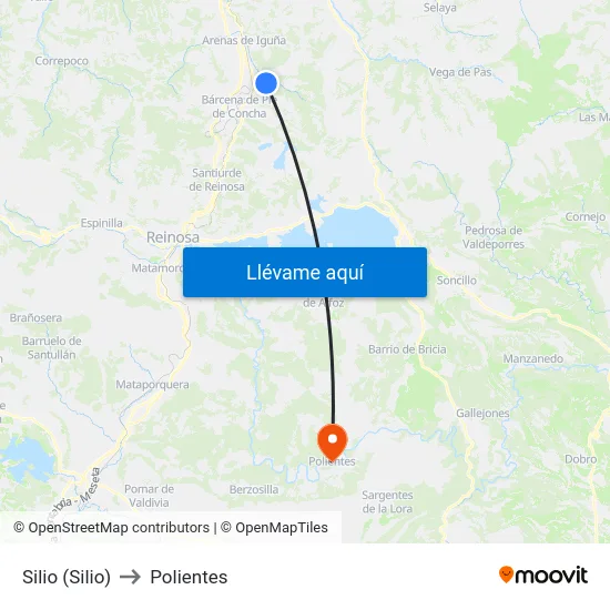 Silio (Silio) to Polientes map