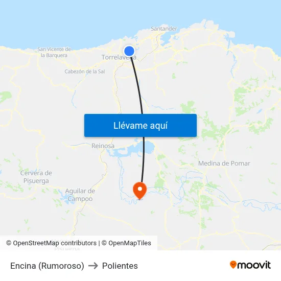 Encina (Rumoroso) to Polientes map