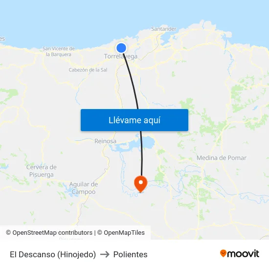 El Descanso (Hinojedo) to Polientes map