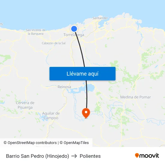 Barrio San Pedro (Hinojedo) to Polientes map